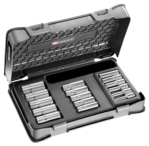 COFFRET DOUIL 3/8' LONGUES 6P MM 16PC