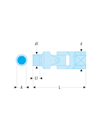 DOUILLE 3/8' ARTICULEE 12P 3/4